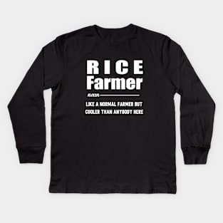 Rice farmer funny saying chicken and rice design Kids Long Sleeve T-Shirt